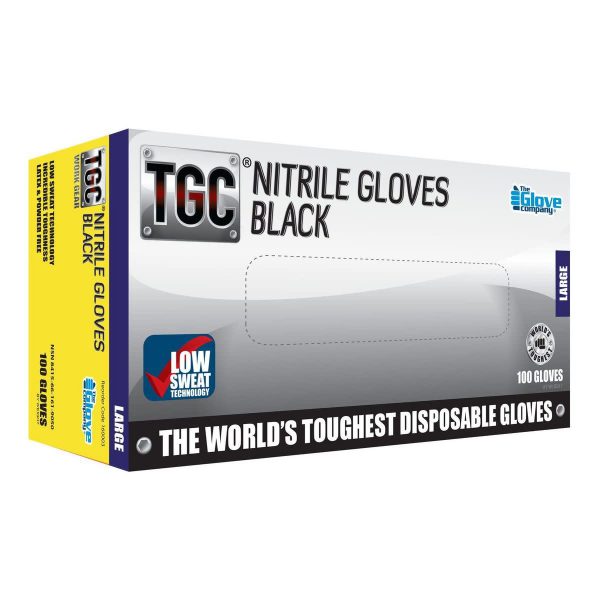 TGC Nitrile Gloves Black - Box of 100 Gloves - Image 4